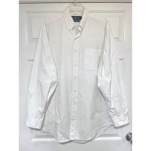 VTG 90s Ralph Lauren No Pony Yarmouth White Pinpoint Oxford Shirt Men 16.5 34 35